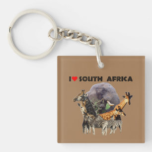 I Heart South Africa Wildlife Collage Key Ring
