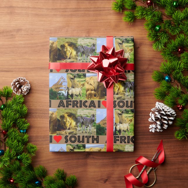 I Heart South Africa Wildlife Photos Wrapping Paper (Holiday Gift)