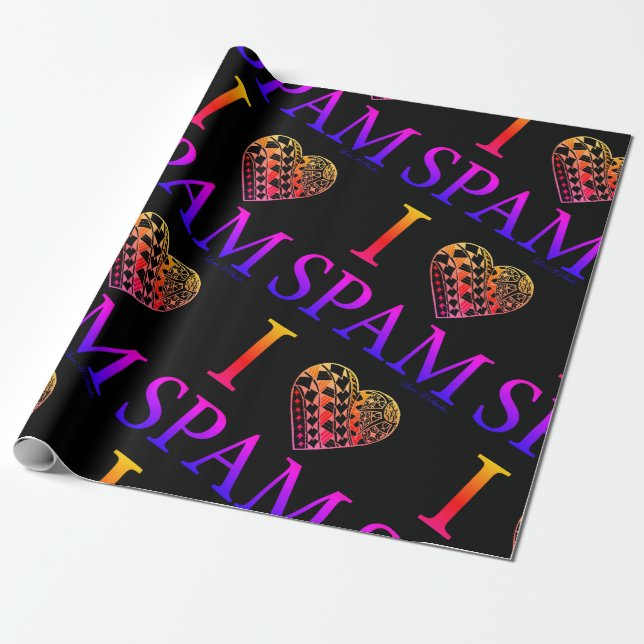 I Heart SPAM Black Ombre II Wrapping Paper (Unrolled)
