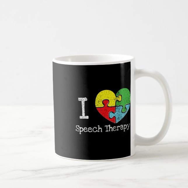 I Heart Speech Therapy, Autism Awareness  Coffee Mug (Right)