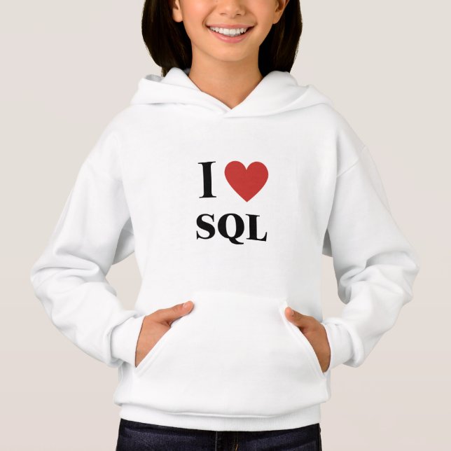 I HEART SQL Kids Hoodie (Front)