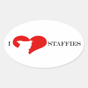 i heart Staffies - Oval Stickers