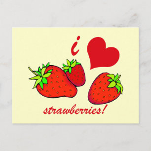 I heart strawberries postcard