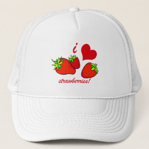 I heart strawberries trucker hat