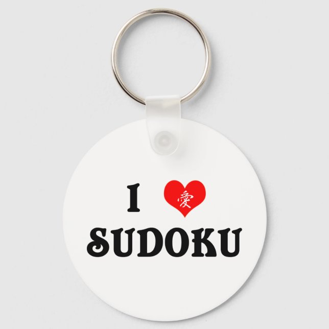 I Heart Sudoku White Keychain (Front)