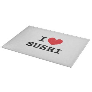 I heart sushi glass cutting board gift for chef
