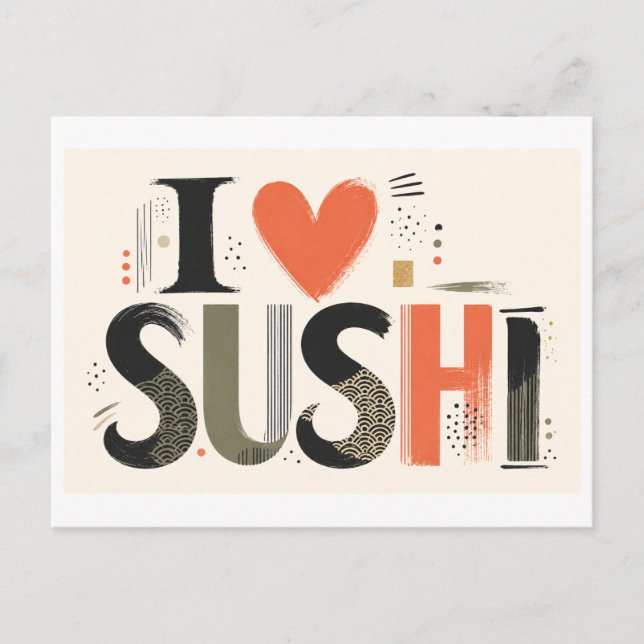 "I [Heart] Sushi" Postcard (Front)