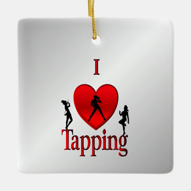 I Heart Tap Dance Ceramic Ornament (Front)