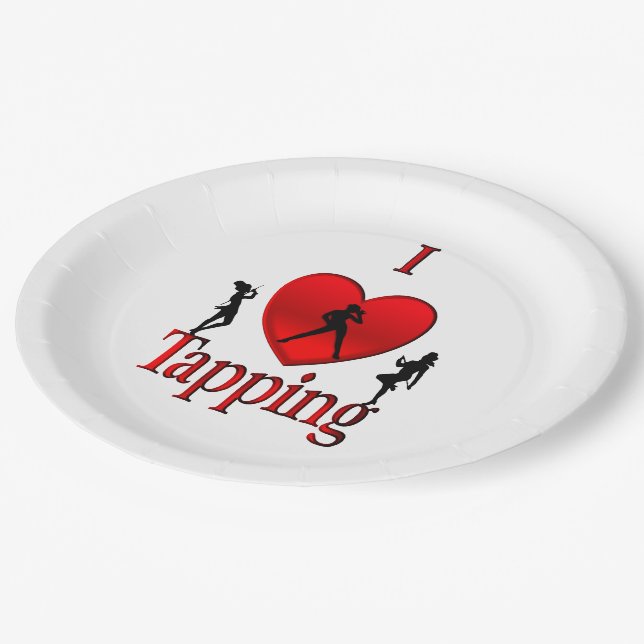 I Heart Tap Dance Paper Plate (Angled)