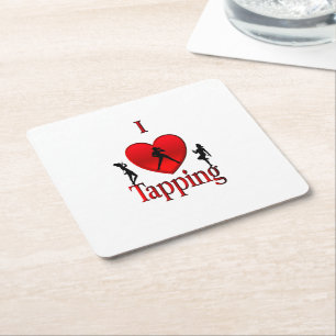 I Heart Tap Dance Square Paper Coaster