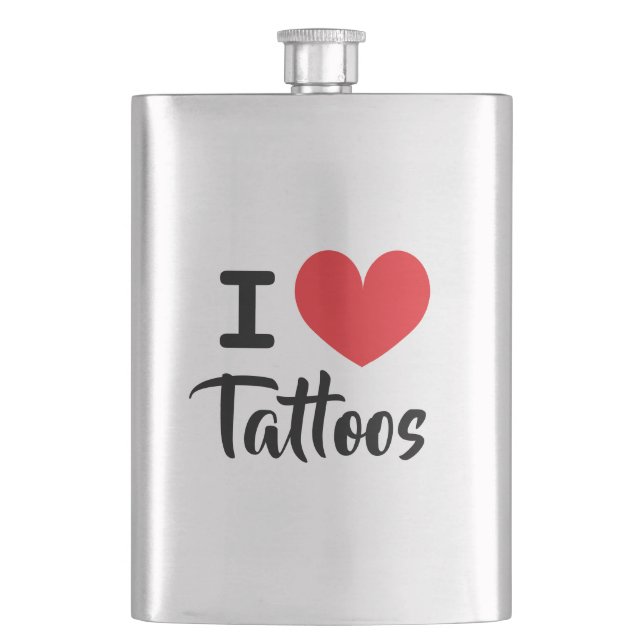 I heart tattoos drink flask for tattoo lover (Front)