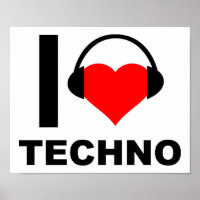 I Heart Techno Funny Poster