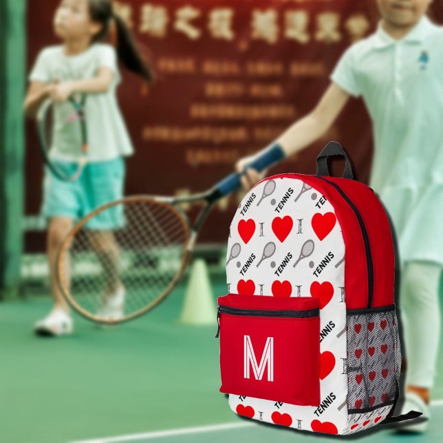I heart tennis -pattern  printed backpack (Creator Uploaded)