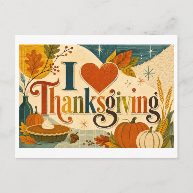 "I [Heart] Thanksgiving" Postcard (Front)