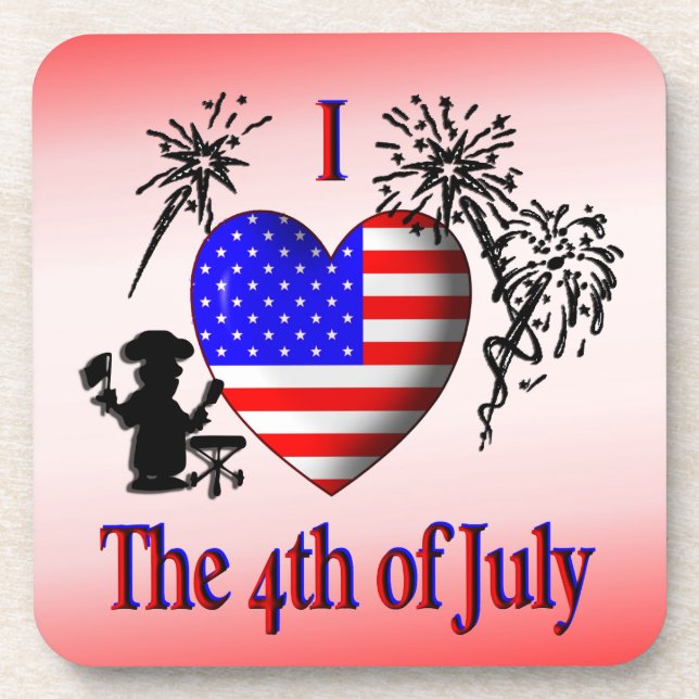 I Heart the 4th of July Cork Coasters (Front)