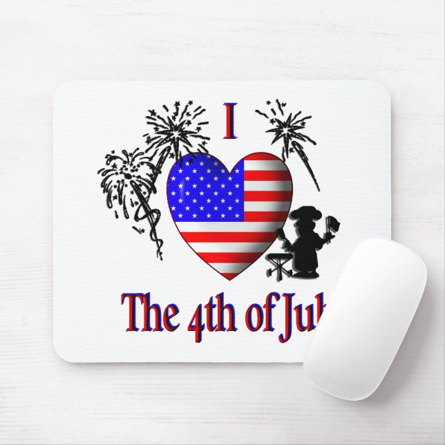 I Heart the 4th of July Mouse Pad (With Mouse)
