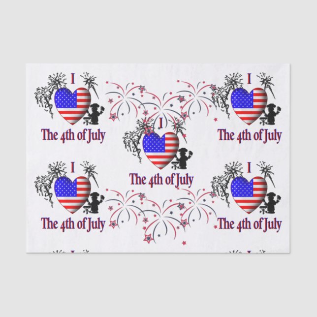 I Heart the 4th of July Tissue Paper (Front)