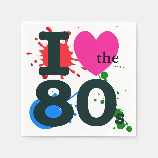 I Heart the 80s Cocktail Napkin (Front)