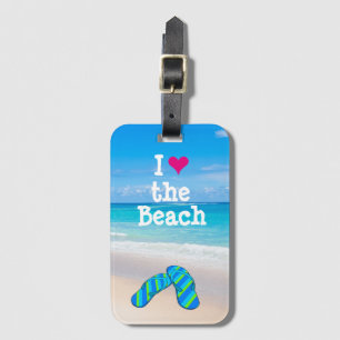I Heart the Beach Flip Flops in the Sand Luggage Tag