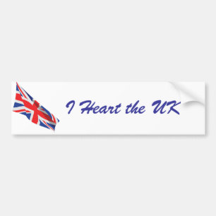 I Heart the UK/Union Jack Flag Bumper Sticker