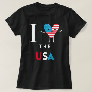 I Heart The USA blk Womens T-Shirt