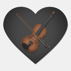 I Heart the Violin Charming Classical Music Black Sticker