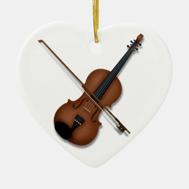 I Heart the Violin Charming Musical Instrument  Ceramic Tree Decoration (Front)