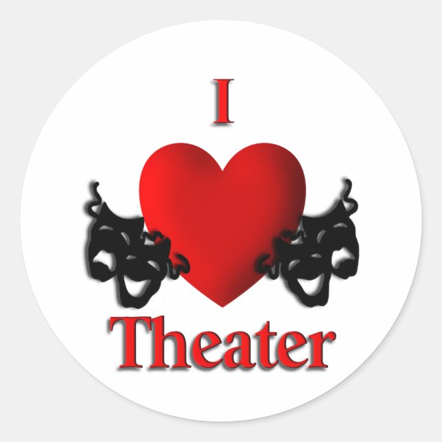 I Heart Theatre Classic Round Sticker (Front)