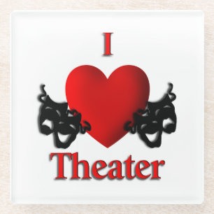 I Heart Theatre Glass Coaster