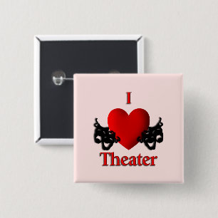 I Heart Theatre Pink 15 Cm Square Badge
