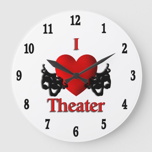 I Heart Theatre Twelve Numerals Large Clock (Front)