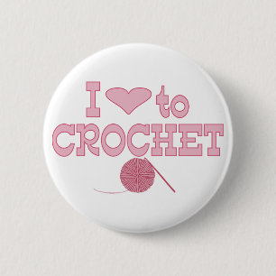 I heart to Crochet 6 Cm Round Badge