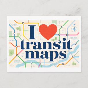 "I [Heart] Transit Maps" Postcard
