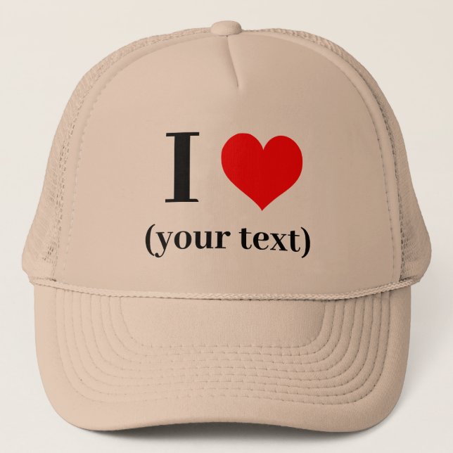 I HEART! Trucker Hat - Khaki - Customise (Front)