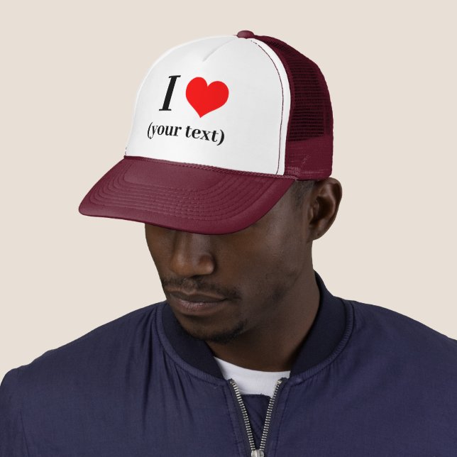 I HEART! Trucker Hat - White and Maroon -Customise (In Situ)