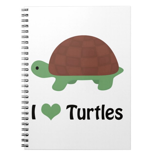 I Heart Turtles Cute Cartoon Turtle Spiral Notebook (Front)
