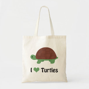 I Heart Turtles Cute Cartoon Turtle Tote Bag