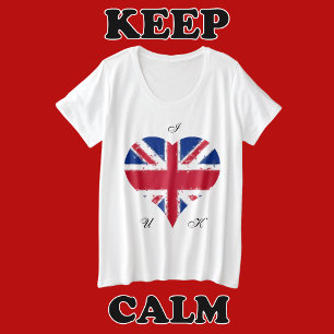 I Heart UK British Flag Union Jack Plus Size T-Shirt