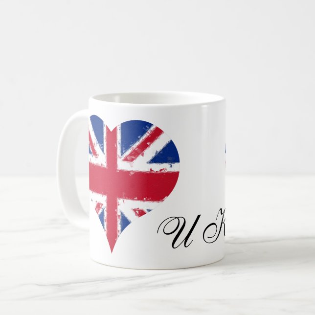 I Heart UK England British Flag Coffee Mug (Front Left)