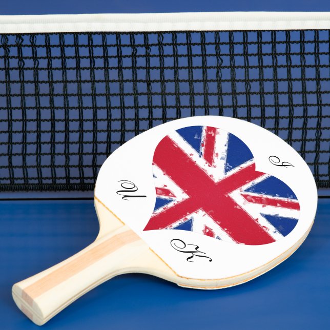 I Heart UK England British Flag Ping Pong Paddle (Insitu)