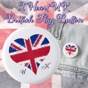 I Heart UK Great Britain British English Flag 3 Cm Round Badge