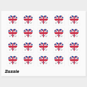 I Heart UK Great Britain British Flag Square Sticker