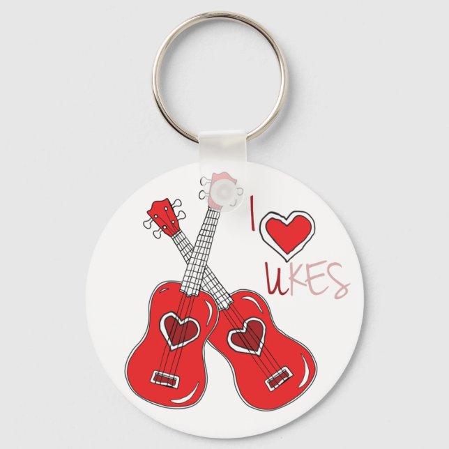 I heart ukes I love Ukuleles Key Ring (Front)