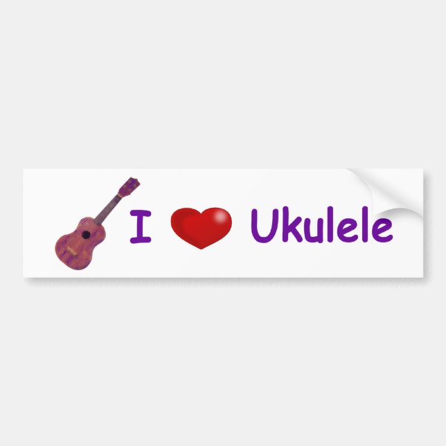I (Heart) Ukulele Bumper Sticker (Front)
