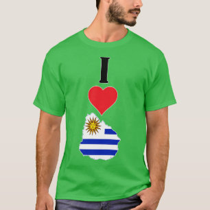 I Heart Uruguay I Love Uruguayan National Flag Map T-Shirt