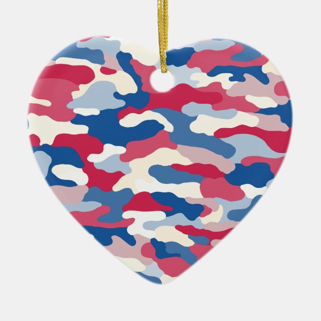 I Heart USA Camouflage Personalised Ceramic Tree Decoration (Front)