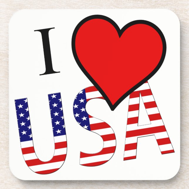 I Heart USA flag overlay coastercnt Coaster (Front)
