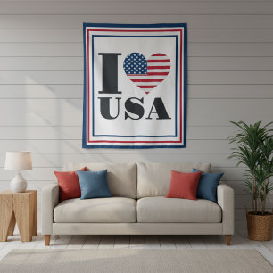 I Heart USA Flag Tapestry