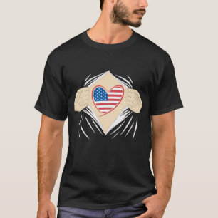 I heart USA Ripped Open America Patriotic Love T-Shirt