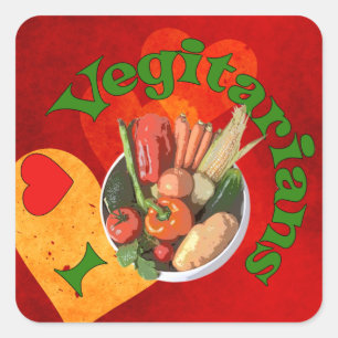 I Heart Vegetarians Square Sticker